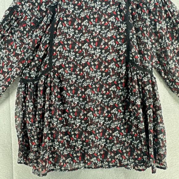 Zara Black Floral Sheer Crochet Peasant Blouse – Size L NWT - Picture 6 of 6
